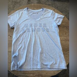 Under Armour Women's Light Blue V-Neck Logo Tee